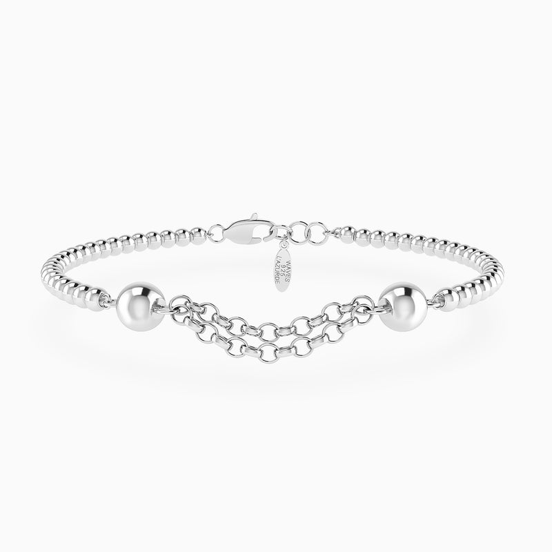 Waves by L'azurde Small Beads Chain Bracelet In Silver - Image 1